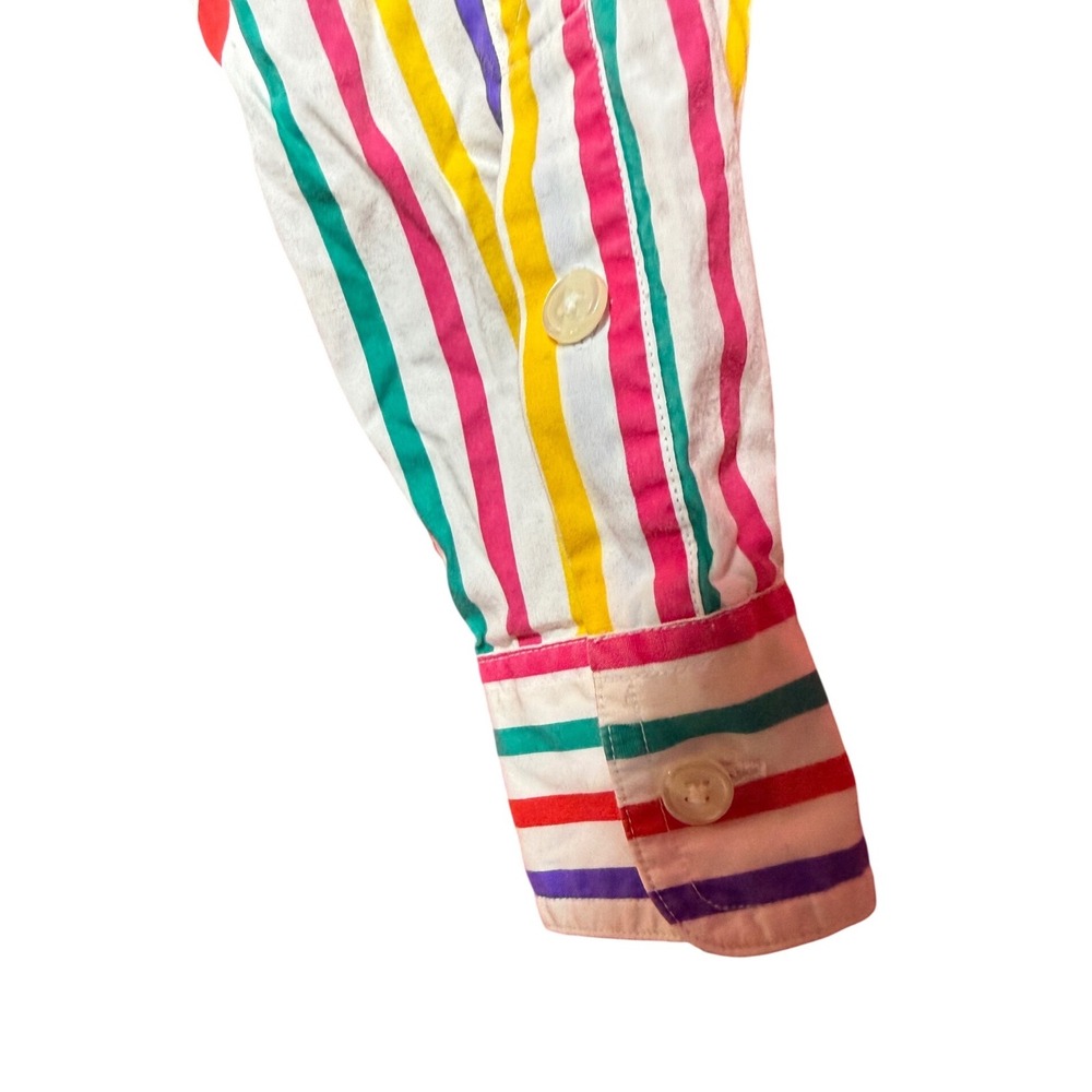 Vintage‎ Lee Women Large Rainbow Striped Button Down Shirt MultiColor Cotton - Picture 5 of 8